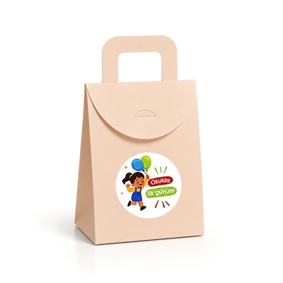 10x15 cm Renkli Karton Hediye Kutusu Okulda İlk Günüm Etiketli 15li Set