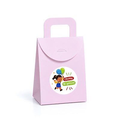 10x15 cm Renkli Karton Hediye Kutusu Okulda İlk Günüm Etiketli 15li Set
