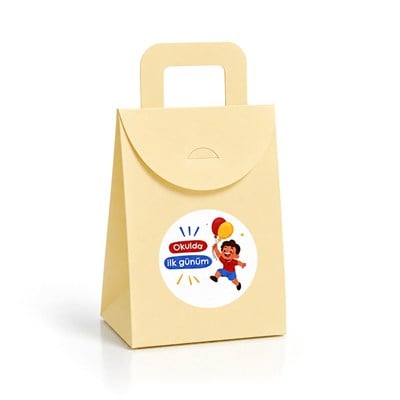 10x15 cm Renkli Karton Hediye Kutusu Okulda İlk Günüm Etiketli 15li Set
