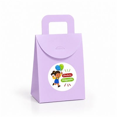 10x15 cm Renkli Karton Hediye Kutusu Okuluna Hoşgeldin Etiketli 15li Set