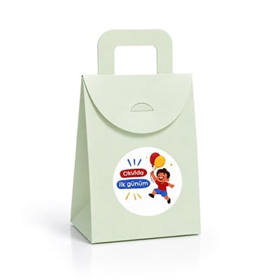 10x15 cm Renkli Karton Hediye Kutusu Okulda İlk Günüm Etiketli 15li Set