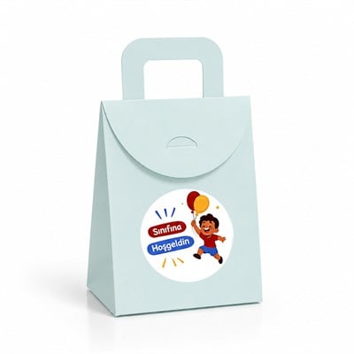 10x15 cm Renkli Karton Hediye Kutusu Sınıfına Hoşgeldin Etiketli 15li Set