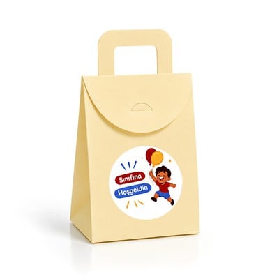10x15 cm Renkli Karton Hediye Kutusu Sınıfına Hoşgeldin Etiketli 15li Set