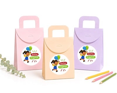 10x15 cm Renkli Karton Hediye Kutusu Sınıfına Hoşgeldin Etiketli 15li Set
