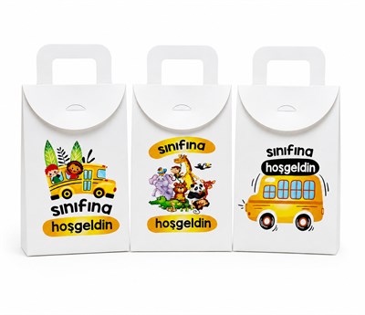 10x15 CM Sınıfına Hoşgeldin Temalı Çanta Model Kutu (3lü Set)