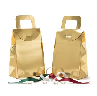 10x15 Gold Renk Çanta Model Hediyelik Kutu - 10lu Paket