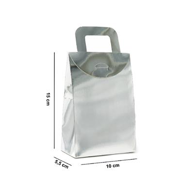 10x15 Gümüş Renk Çanta Model Hediyelik Kutu - 10lu Paket