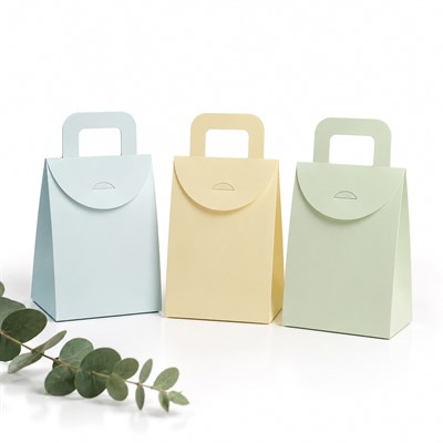 10x15 Karışık Renk Çanta Model Hediyelik Kutu - 15li Paket Yeşil-Sarı-Mavi