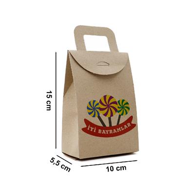 10x15 Kraft İyi Bayramlar Baskılı Çanta Model Kutu (3lü Set)