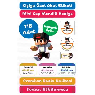 118 Adet Kişiye Özel Okul Etiketi Seti – Kalem, Defter, Kitap, Çanta İçin Yapışkanlı Etiketler | M23
