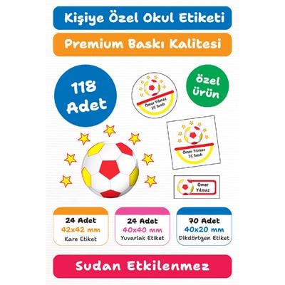 118 Adet Kişiye Özel Okul Etiketi Seti – Kalem, Defter, Kitap, Çanta İçin Yapışkanlı Etiketler | M11