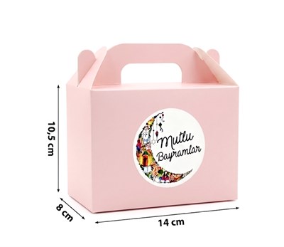 10x14 cm 12li Bayram Hediyelik Kutu Seti  4 Renk Etiketli Karton Hediye Kutusu