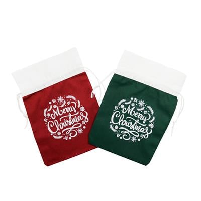 15x20 Yılbaşı Temalı Kumaş Kese Seti – 2li | Premium Kalite