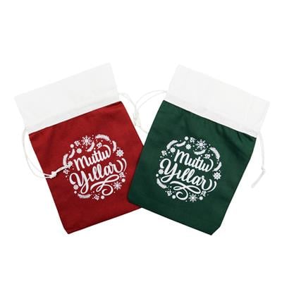15x20 Yılbaşı Temalı Kumaş Kese Seti – 2li | Premium Kalite