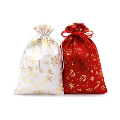 17x23 Yılbaşı Temalı Kumaş Kese Seti – 2li | Premium Kalite