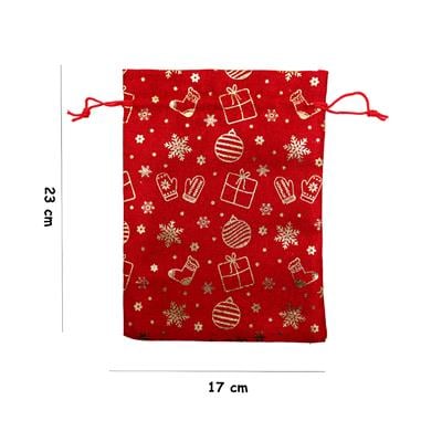 17x23 Yılbaşı Temalı Kumaş Kese Seti – 2li | Premium Kalite