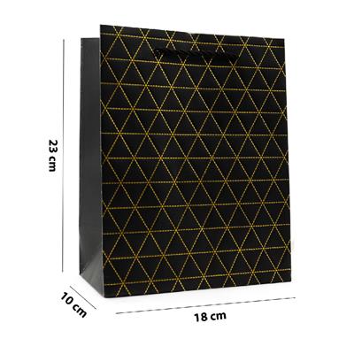 18x23 Siyah Altın Varak Karton Çanta - 2li Paket