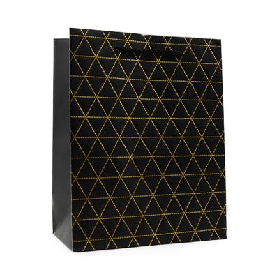 18x23 Siyah Altın Varak Karton Çanta - 2li Paket