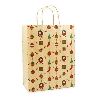 26x33 Yılbaşı Temalı Kraft Hediye Çantası 2li Set | M8