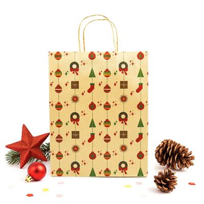 26x33 Yılbaşı Temalı Kraft Hediye Çantası 2li Set | M8