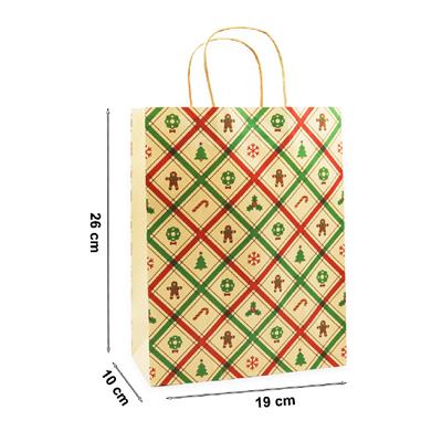 19x26 Yılbaşı Temalı Kraft Hediye Çantası 2li Set | M3