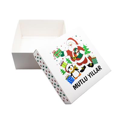 20x20x10 cm Yılbaşı Temalı Selefonlu Bristol Hediye Kutusu – Demonte Gönderim | M1