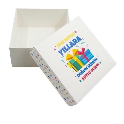 20x20x10 Doğum Gününe Özel Kapaklı Hediye Kutusu M2
