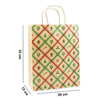 26x33 Yılbaşı Temalı Kraft Hediye Çantası 2li Set | M7