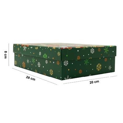 28x20x8 Premium Kalite Yılbaşı Hediye Kutusu – Özel Tasarım Kalın Karton Hediye Paketi Desenli