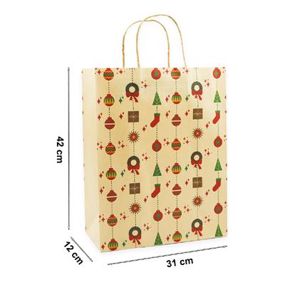 31x42 Yılbaşı Temalı Kraft Hediye Çantası 2li Set | M12