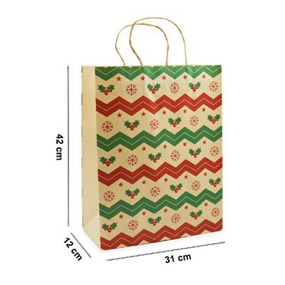 31x42 Yılbaşı Temalı Kraft Hediye Çantası 2li Set | M10