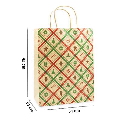 31x42 Yılbaşı Temalı Kraft Hediye Çantası 2li Set | M11
