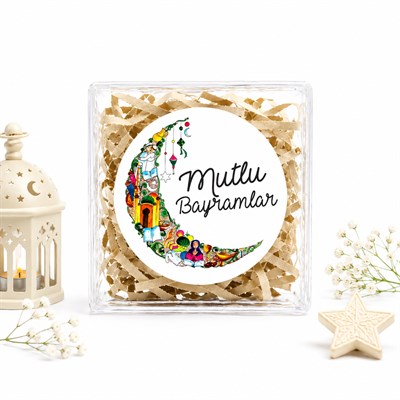 4 CM Mutlu Bayramlar Baskılı Etiket Model-07 (24 Adet)