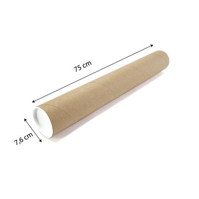 75 cm x 76 mm | 2li Premium Kraft Renk Gönderim Tüpü Seti – Kapaklı Silindir Kargo ve Saklama Kutusu