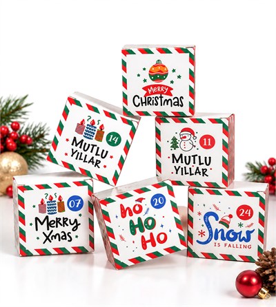 Advent Calendar Yılbaşı Takvimi DIY 25 Adet Boş Hediye Kutusu 7x7x7 cm Beyaz
