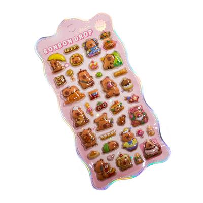 Capybara Temalı Kabartmalı 3D Sticker