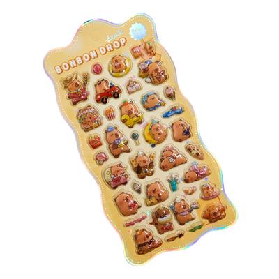 Capybara Temalı Kabartmalı 3D Sticker