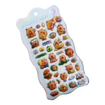 Capybara Temalı Kabartmalı 3D Sticker