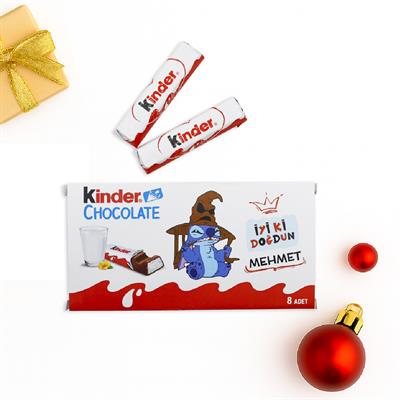 Kişiye Özel İsimli Kinder Çikolata Kutusu - 8li Orjinal Çikolatalar İle Gönderilir | M1