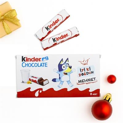 Kişiye Özel İsimli Kinder Çikolata Kutusu - 8li Orjinal Çikolatalar İle Gönderilir | M8