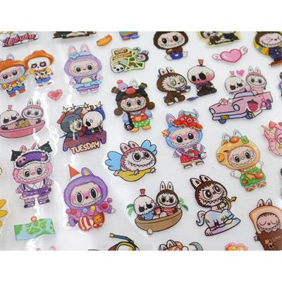 Labubu Temalı Özel Kesim Rulo Şeffaf Sticker – 100 Adet