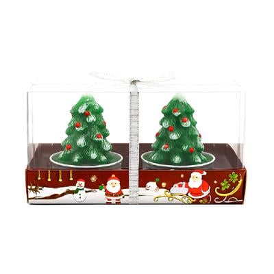 Noel Ağacı Tasarımlı Yılbaşı Mum Seti – 4lü Dekoratif Mum