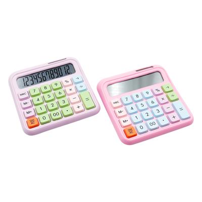 Renkli Pinterest Tarzı Hesap Makinesi – 12 Haneli, Pilli & Güneş Enerjili