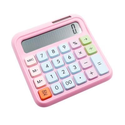 Renkli Pinterest Tarzı Hesap Makinesi – 12 Haneli, Pilli & Güneş Enerjili
