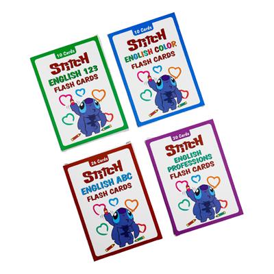 Stitch İngilizce Flash Kartlar – 4lü Set (ABC, 123, Renkler, Meslekler) Premium Koleksiyon