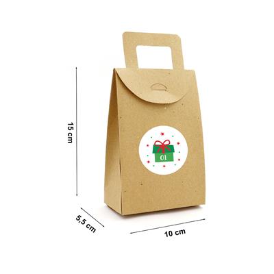 Yılbaşı Advent Calendar Kraft Hediye Kutusu Seti – 24lü