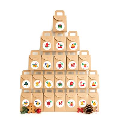 Yılbaşı Advent Calendar Kraft Hediye Kutusu Seti – 24lü