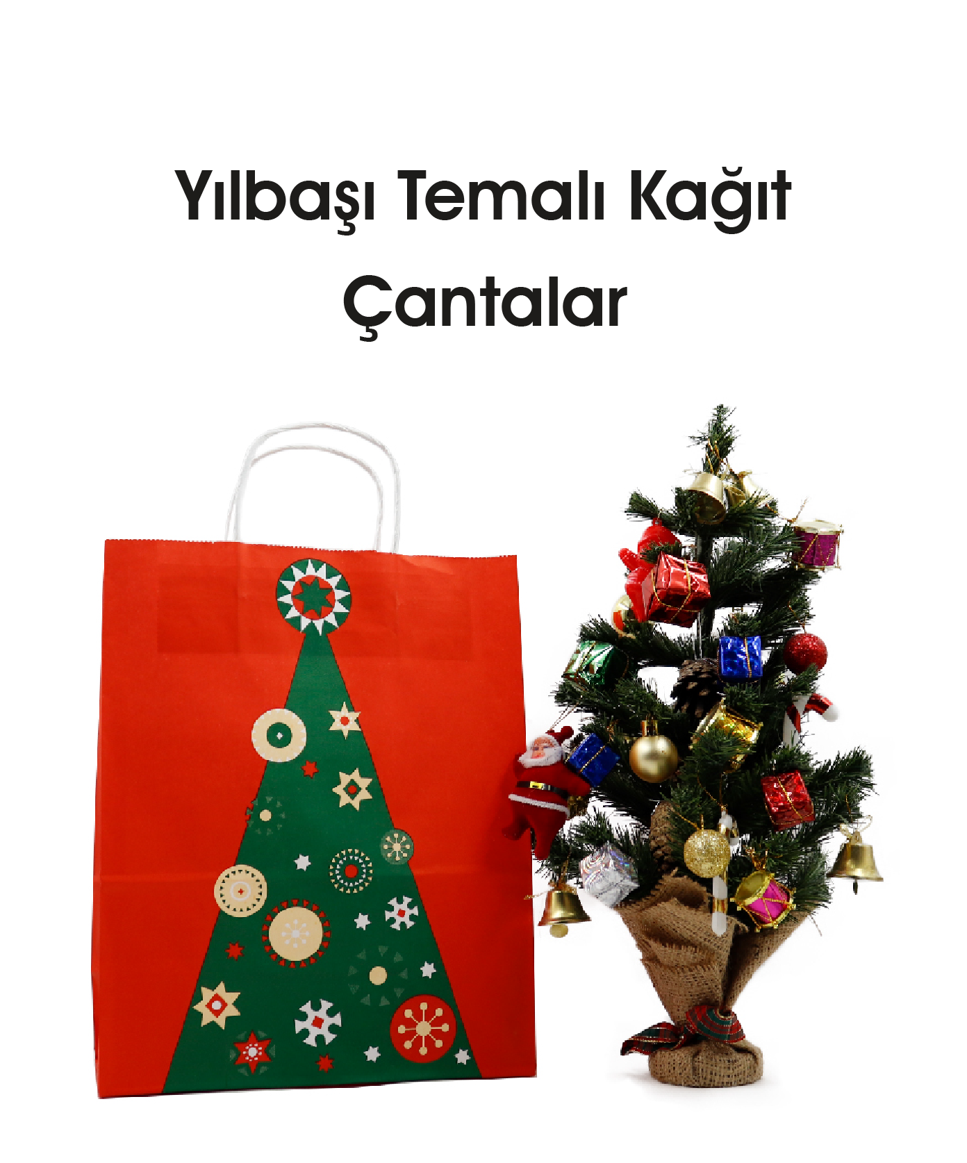 Yılbaşı Temalı Kağıt Çantalar
