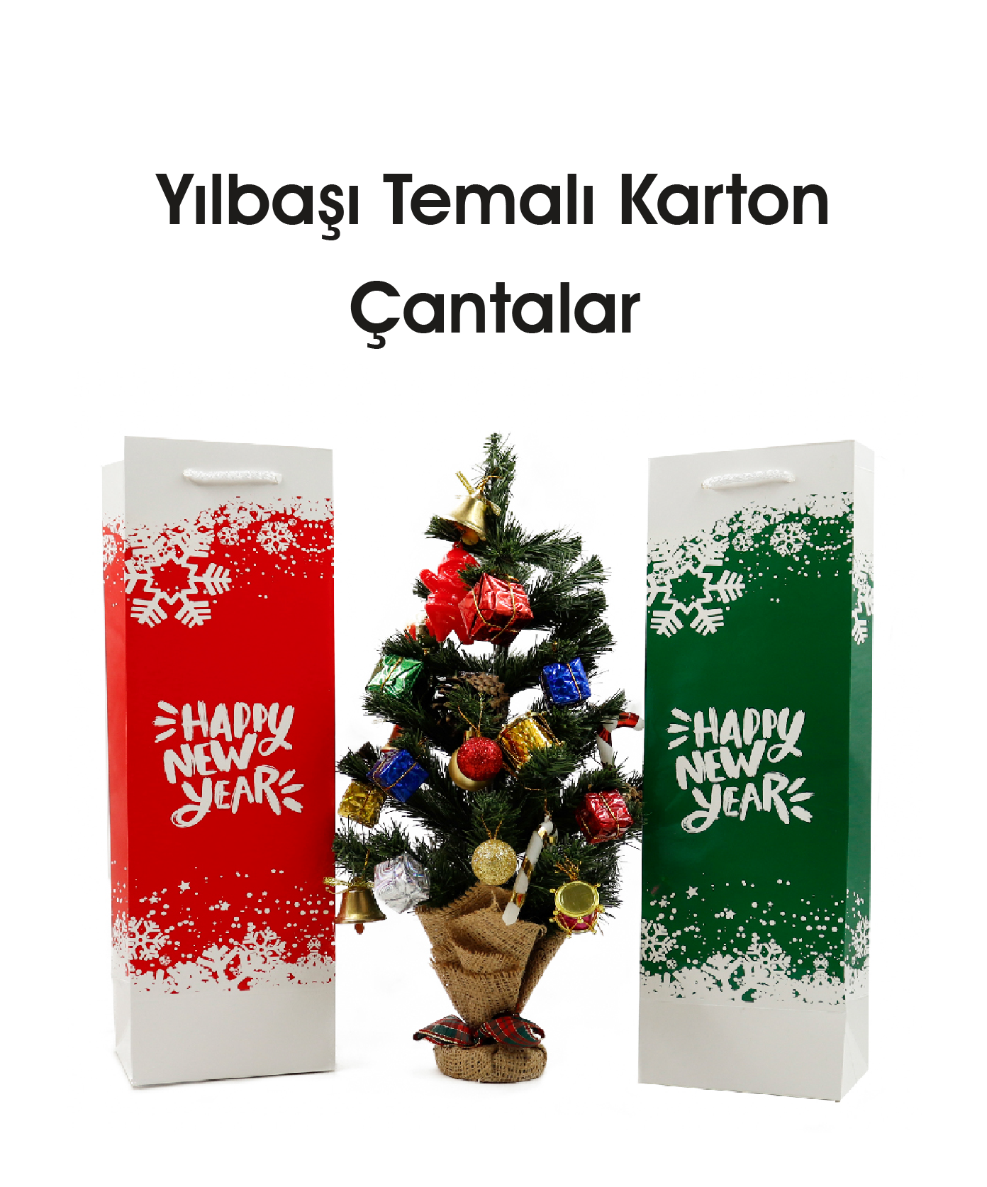 Yılbaşı Temalı Karton Çantalar