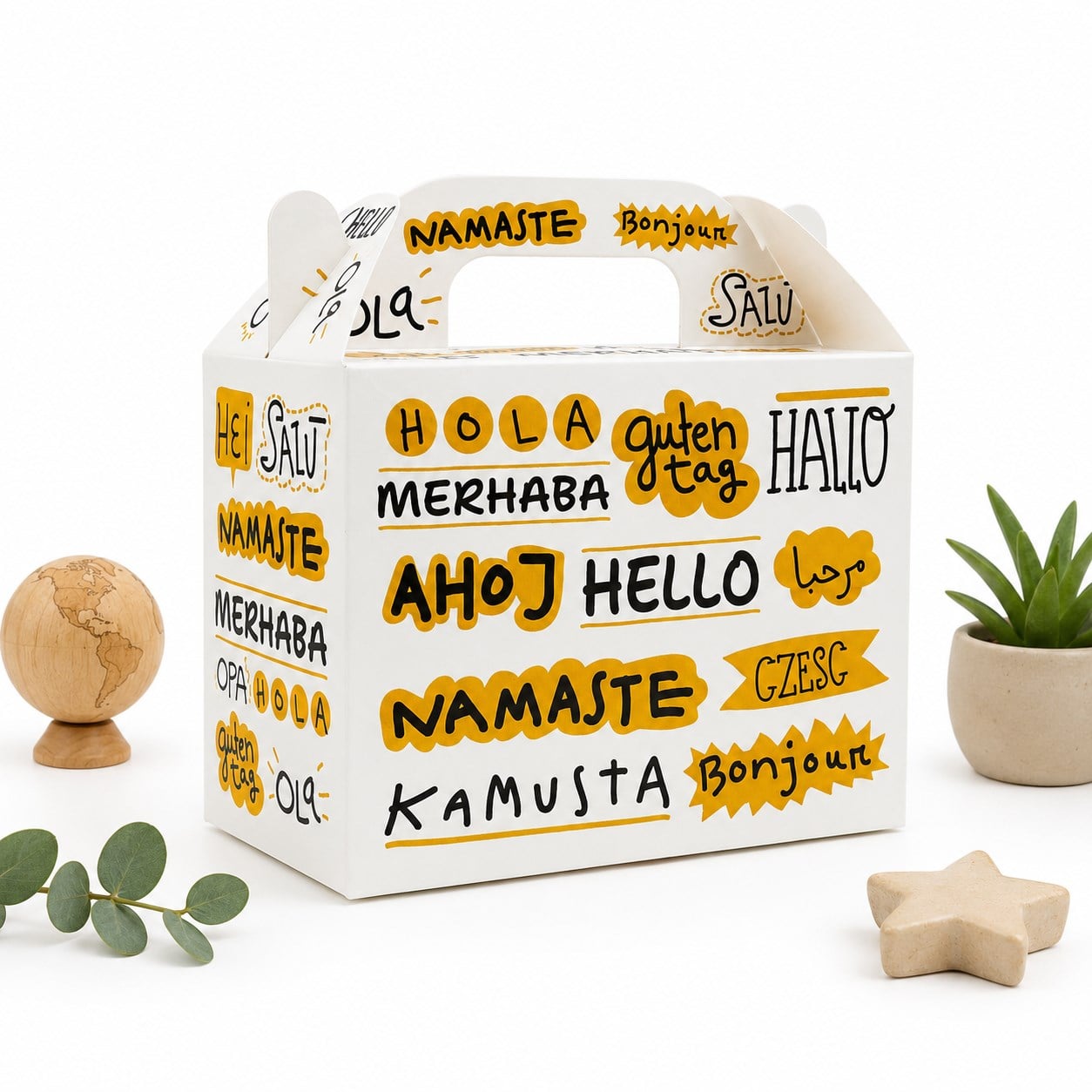 10x14 Merhaba Temalı El Geçme Hediye Kutusu (3'lü Set)